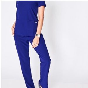 Figs yola skinny scrub pant in deep royal blue, size small, discontinued color